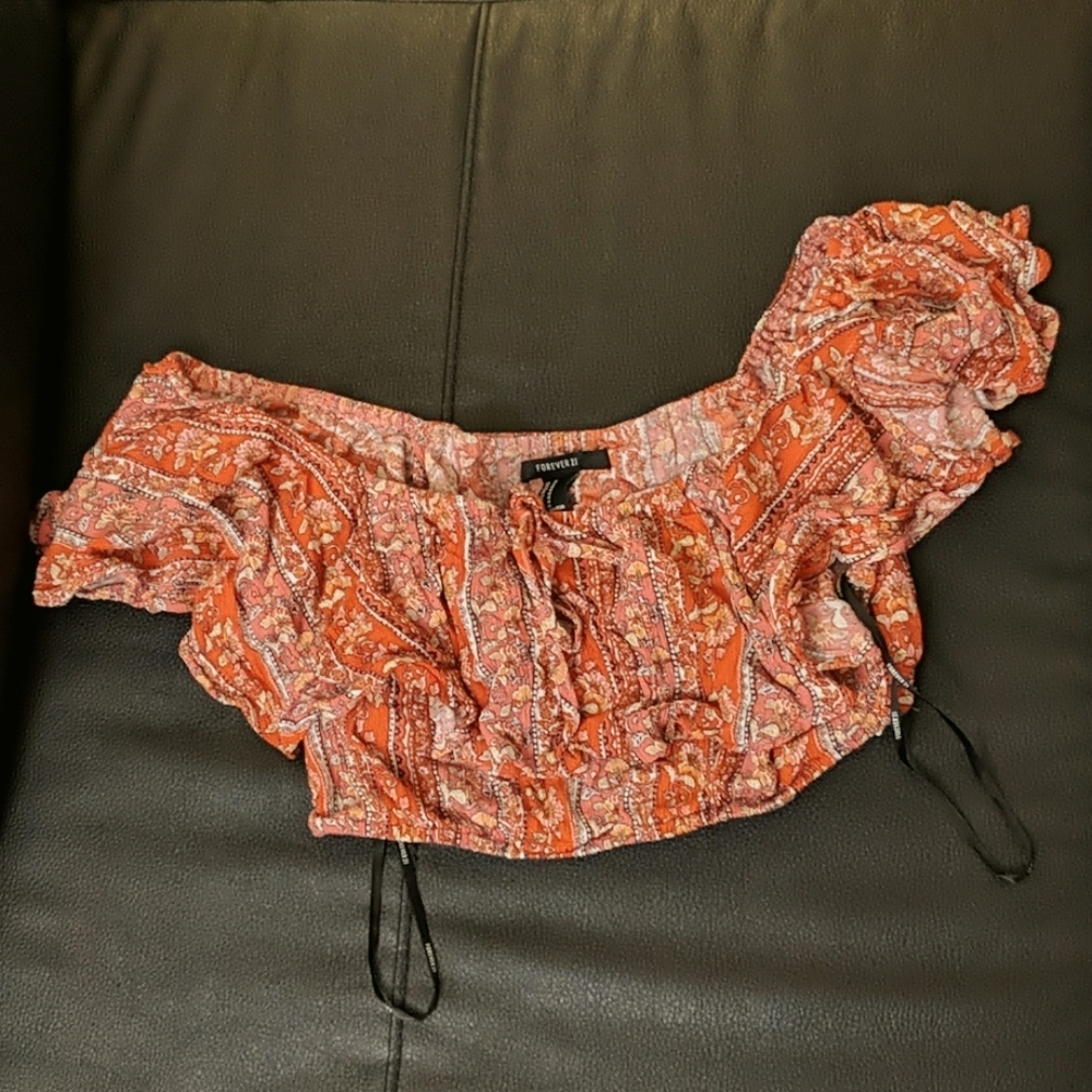 Paisley off the shouler crop top